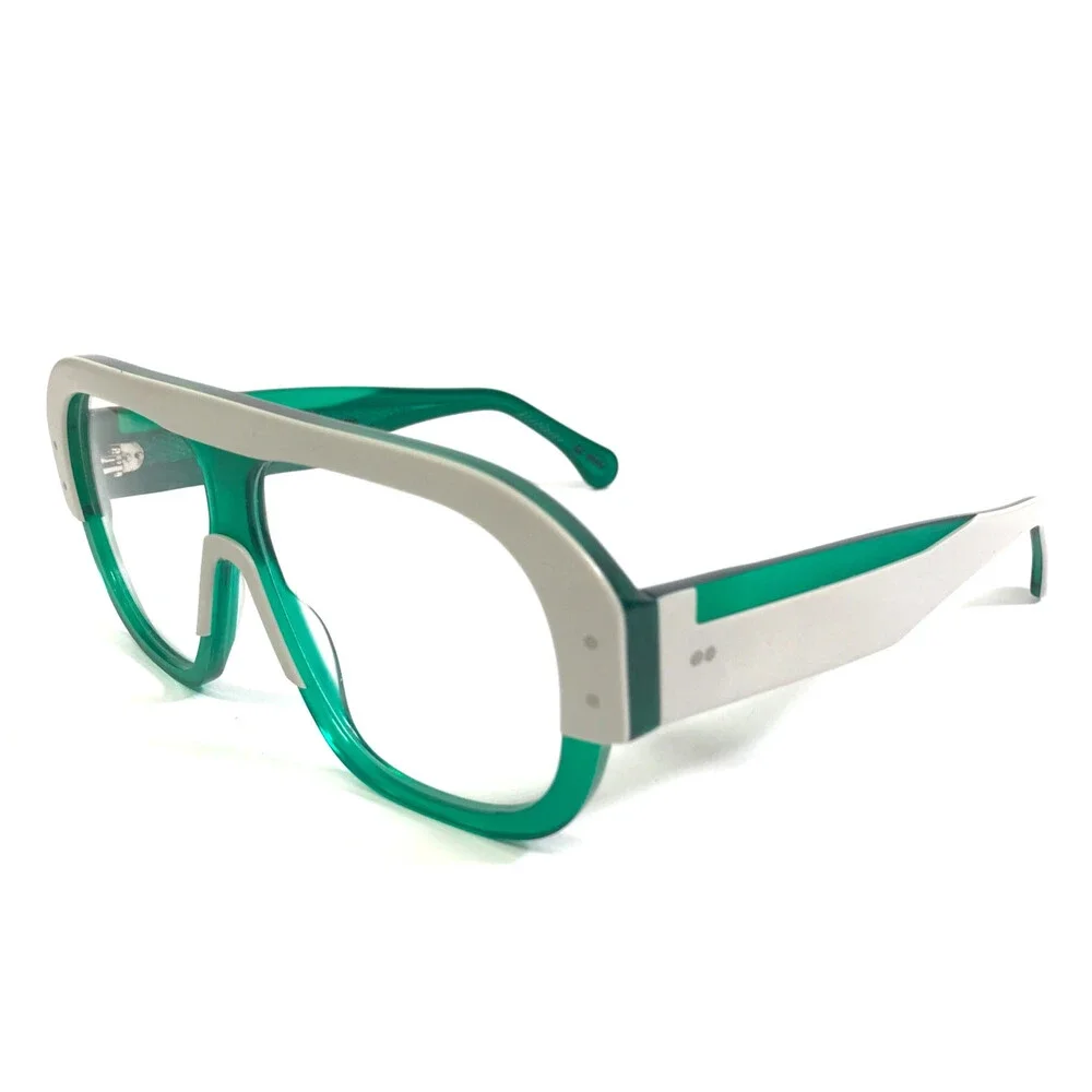 Alfredo Kerbs Eyeglasses Frames NAMA GRGY Green Gray Oversized Thick 58-10-143